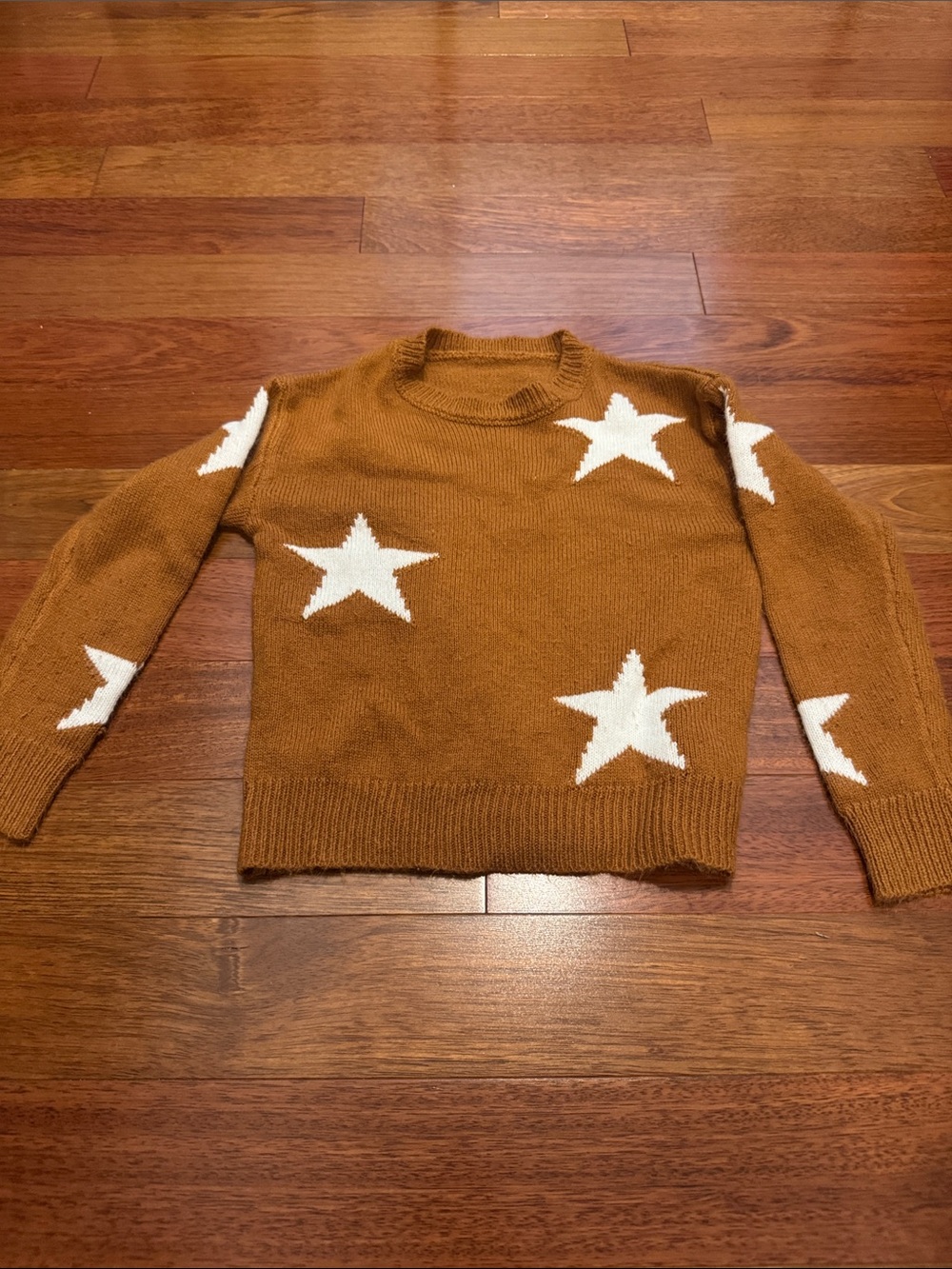 Kids Star-Print Sweater in Camel with White Stars